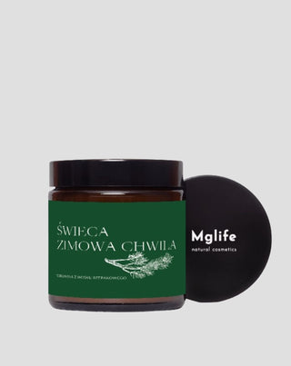 Ароматна веган свещ от рапичен восък Winter moment с аромат на бор и кедър 120 ml MgLife - 4