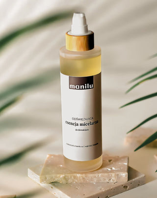 Освежаваща мицеларна есенция за премахване на грим смекчаваща дразнене с D-пантенол Manilu - 2