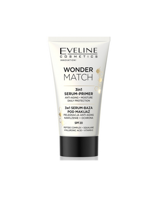 Серум-основа за грим 3 в 1 Wonder Match SPF20 с пептиди и сквалан Eveline