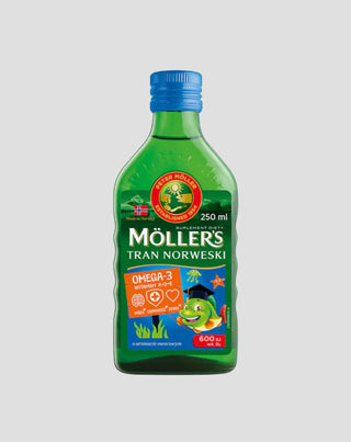 Норвежко масло от черен дроб на треска с вкус на плодове на Moller's с 600 IU витамин D3 - 1