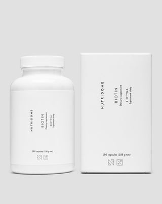 Биотин на капсули 2500 мкг витамин H за коса, кожа и нокти Nutridome 180 бр. - 2