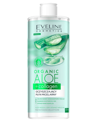 Почистващ мицеларен лосион 3в1 Organic Aloe + Collagen Eveline