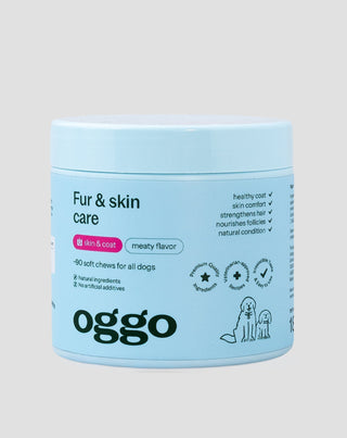 хранителна добавка fur & skin karma за кучета за красива козина и здрава кожа oggo 180 g - 1