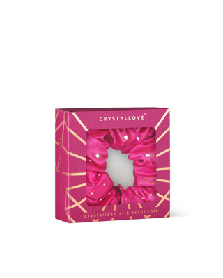 Ластик за коса от коприна с кристали – горещо розово Crystallove - 4