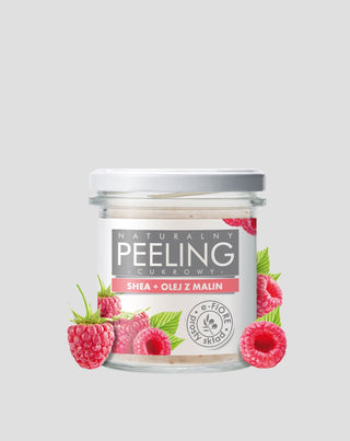 Натурален малинов захарен скраб с масло от карите за матова кожа E-Fiore