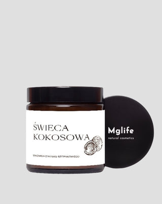 Веганска свещ от рапица с памучен фитил с аромат на кокос 120 ml MgLife - 4