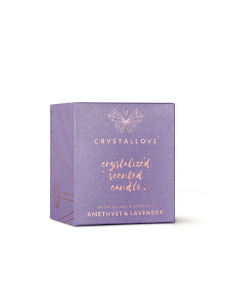 Соева свещ с аметист и лавандула в стъклен съд Crystallove - 3