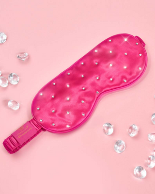 Лента за очи за сън от коприна, украсена с кристали – горещо розово Crystallove - 3