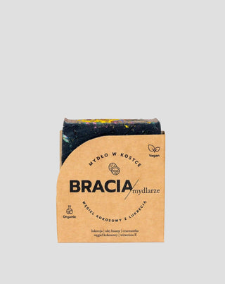Почистващо и противобактериално твърдо сапун с кокосов въглен и сладник Bracia Mydlarze - 1