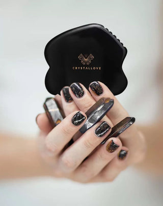 Плочка за масаж на лицето гуа ша от обсидиан - камък на голяма сила Crystallove - 2