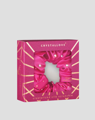 Ластик за коса от коприна с кристали – hot pink Crystallove_4 - 4