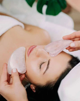 Плочка за масаж на лицето гуа ша от розов кварц - камък на любовта Crystallove - 2