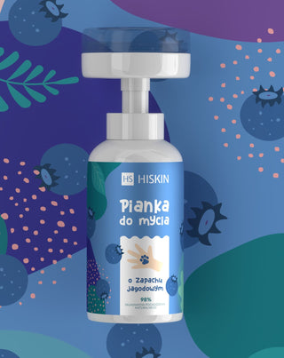 Пяна за измиване на ръце и тяло за деца с аромат на боровинка HiSkin_2 - 2