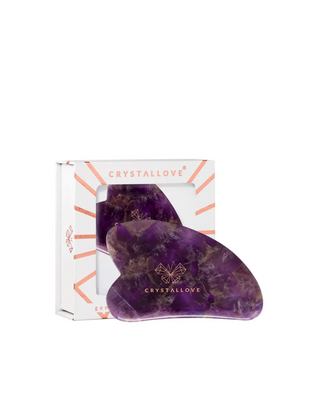 Плочка за масаж на лицето гуа ша от аметист - камък на хармония и релакс Crystallove - 1