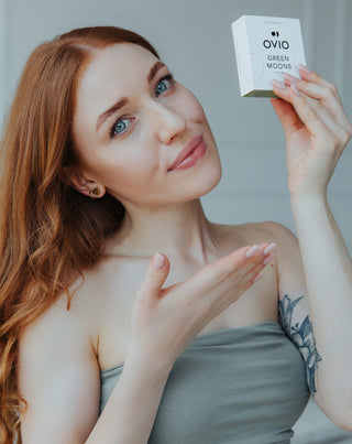 Цветни месечни контактни лещи, зелени със сребрист оттенък Green Moons no. 3, Ovio - 2