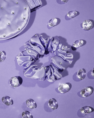 Ластик за коса от коприна с кристали – Люлаков цвятCrystallove - 2