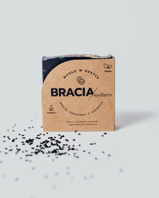 Почистващ антибактериален сапун на бар кокосов въглен със женско биле Bracia Mydlarze - 2