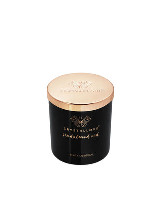 Соева свещ с черен обсидиан и аромат на дървена смола oud Crystallove - 2