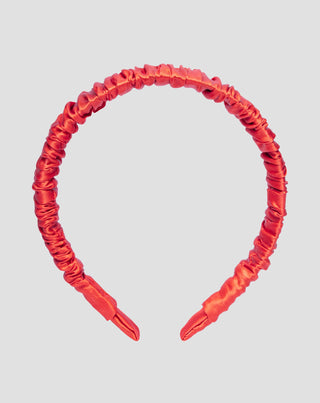 Копринена лента за коса от 100% естествена коприна червена Twisty - 1